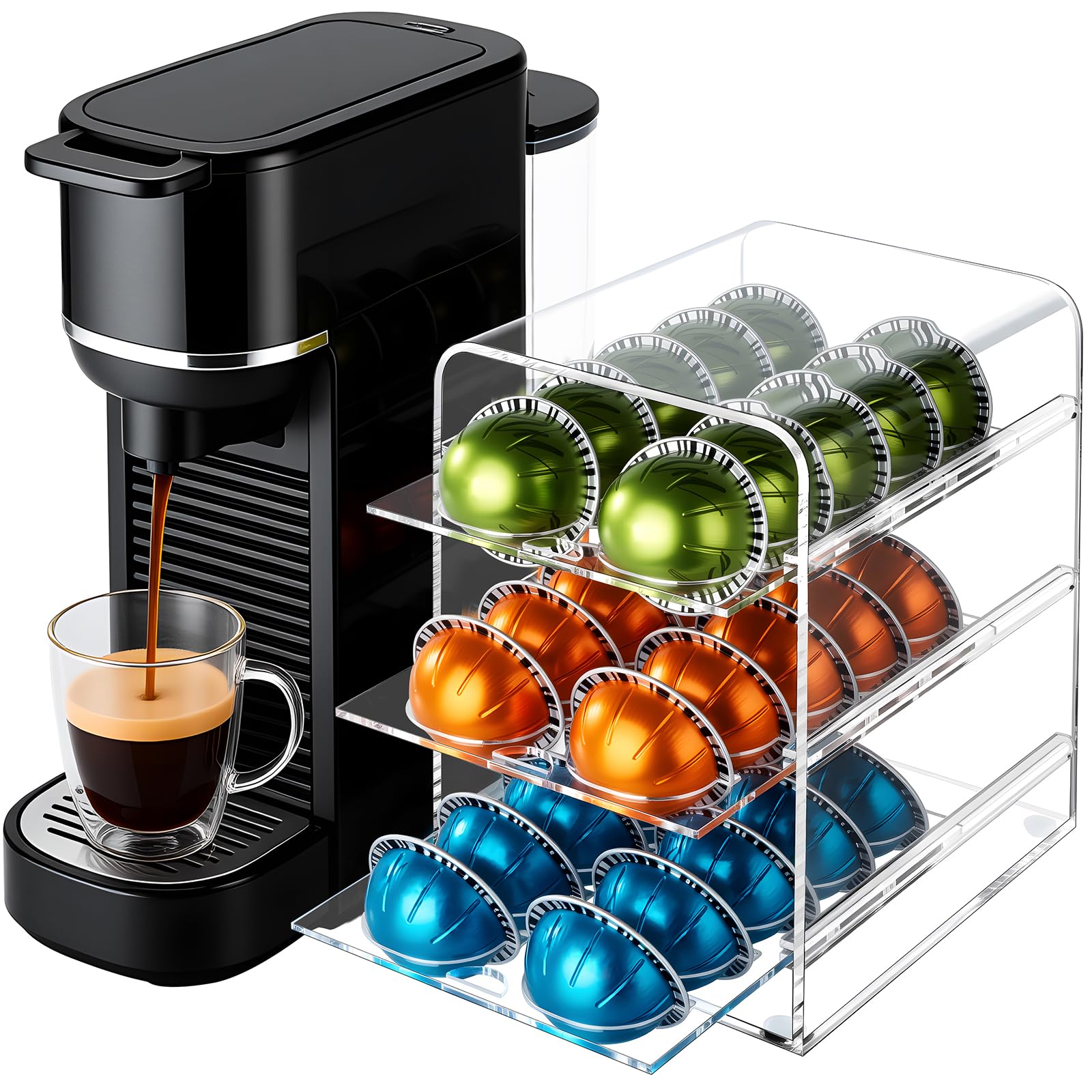 Tiroir à dosettes en acrylique support de machine à café