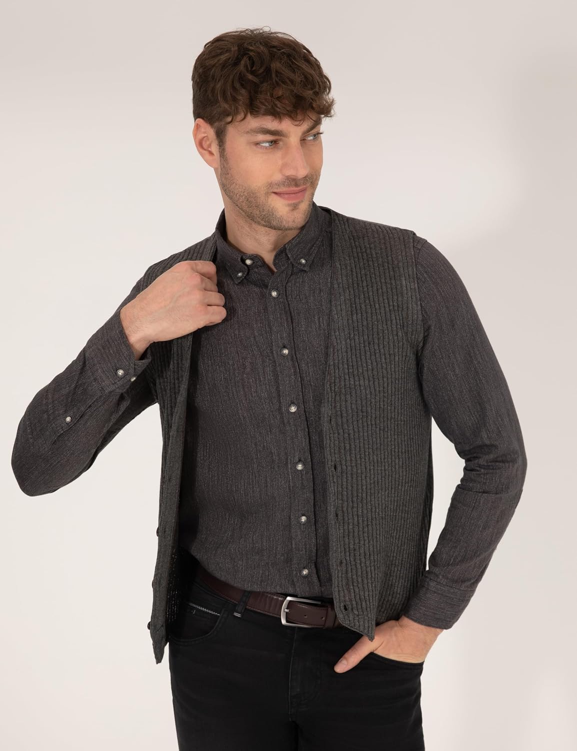 Pierre Cardin Erkek Gri Melanj Yelek (Triko) 50263175-VR086