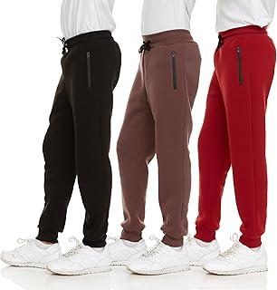 PURE CHAMP 3Pk Boys Sweatpants Fleece Athletic Workout Kids Clothes Boys Joggers with Zipper Pocket and Drawstring Size 4-20