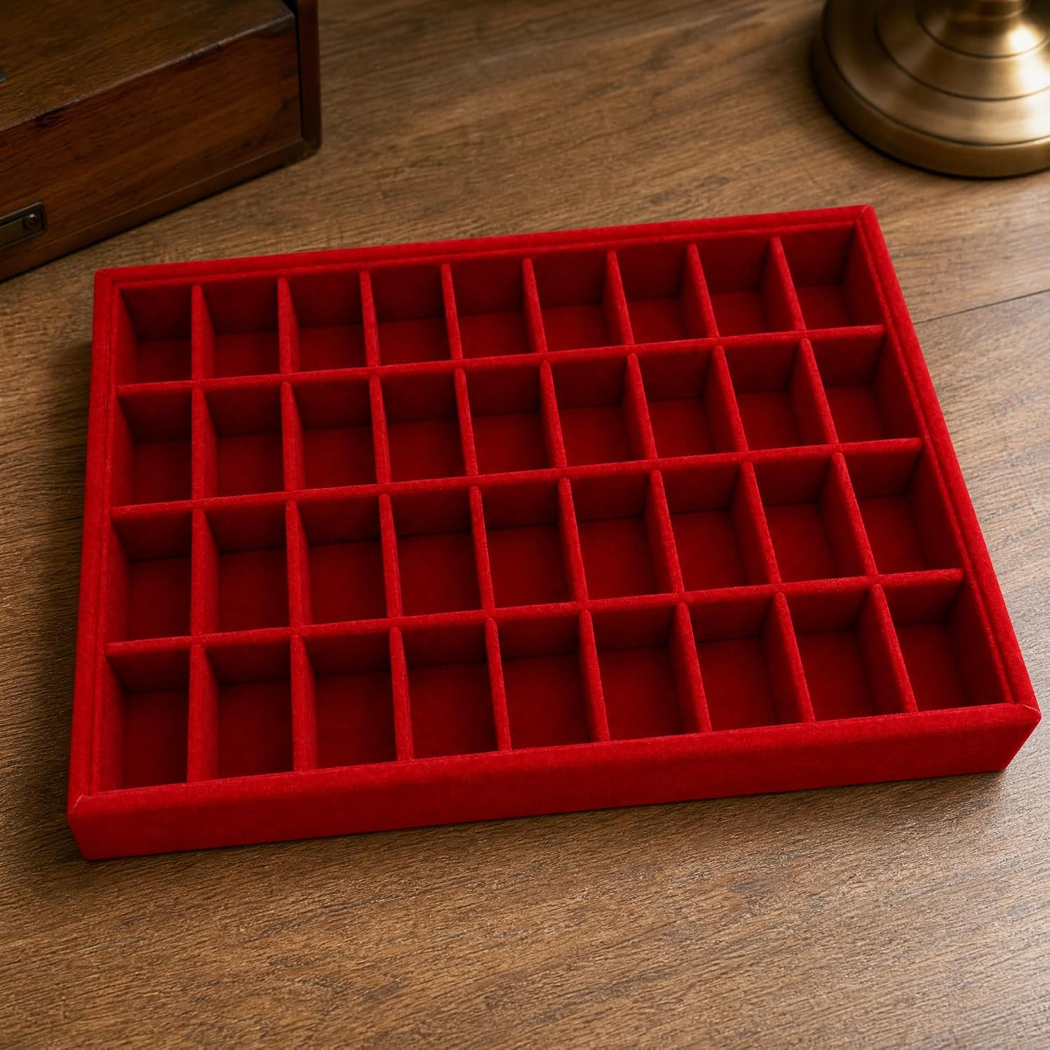 Wood Jewelry Display Tray, Countertop, Empty Tray (Red Velvet) image 3