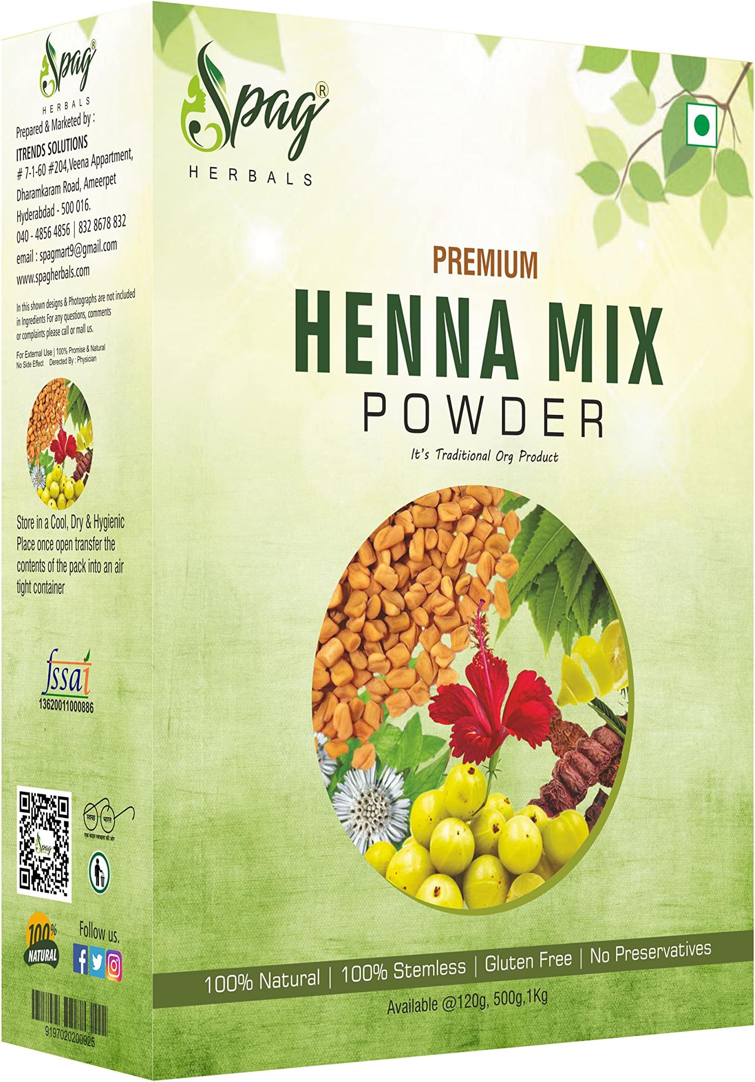 SPAG HERBALS HENNA MIX beauty hair care powder 500 gms