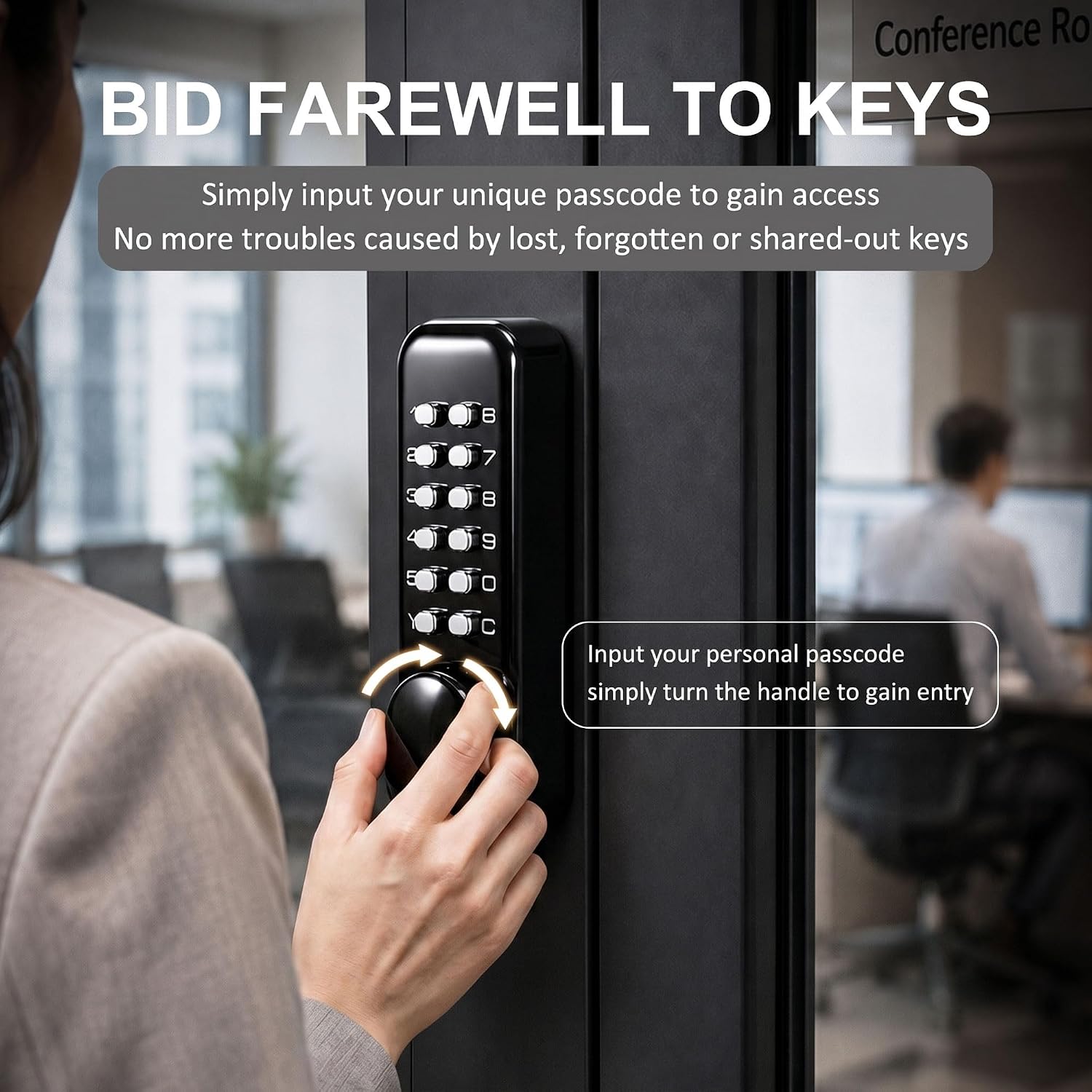 Keyless Door Lock, Mechanical Combination Gate Lock, Keypad Outdoor Deadbolt Doorlock, Keyless Entry, Digital Coded Lock for Exterior Door, Bidirectional Gate