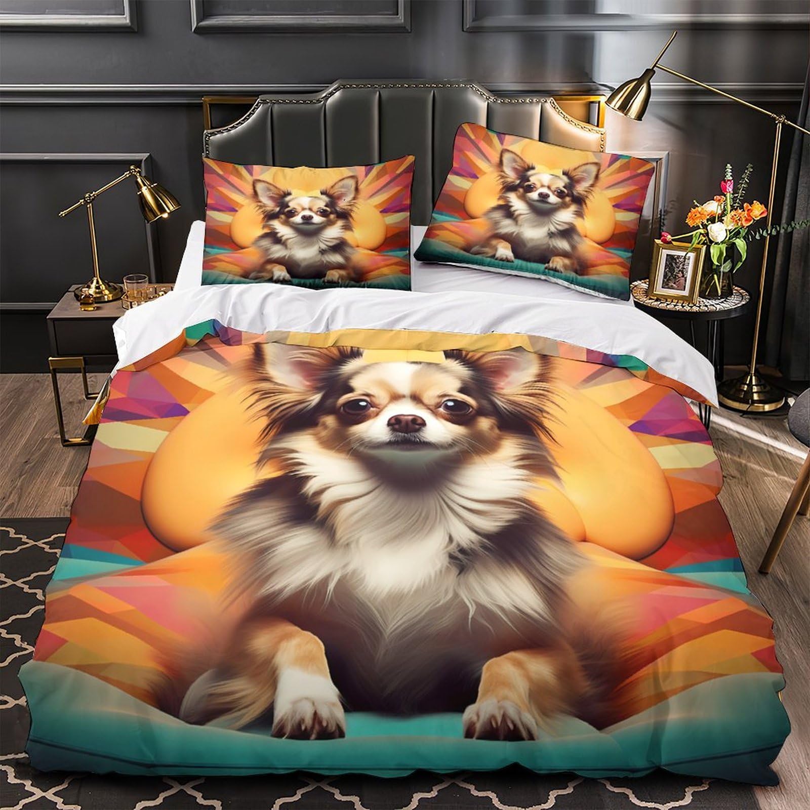 Housse de couette cerisier microfibre 3D parure lit double 200x200