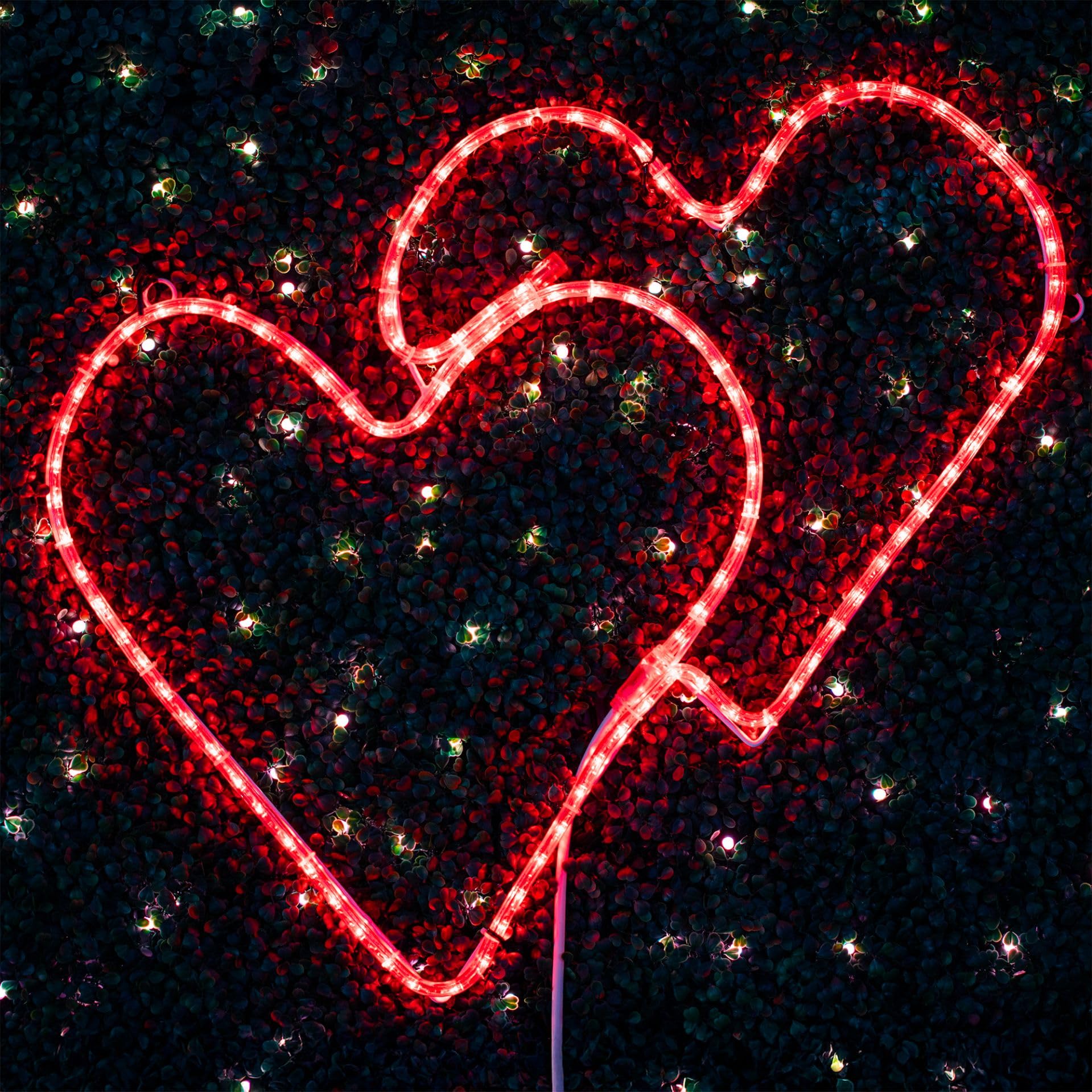 Novelty Lights LED Red Valentine's Day Double Heart Rope Light Motif Sculpture, Valentine's Day Decoration