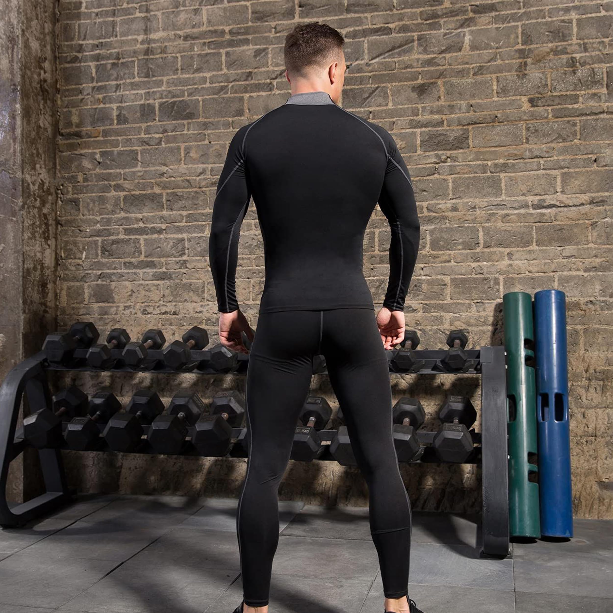 Camisas de compresión para hombre, manga larga, secado rápido, para entrenamiento, correr, deportes, capa base de compresión para hombre