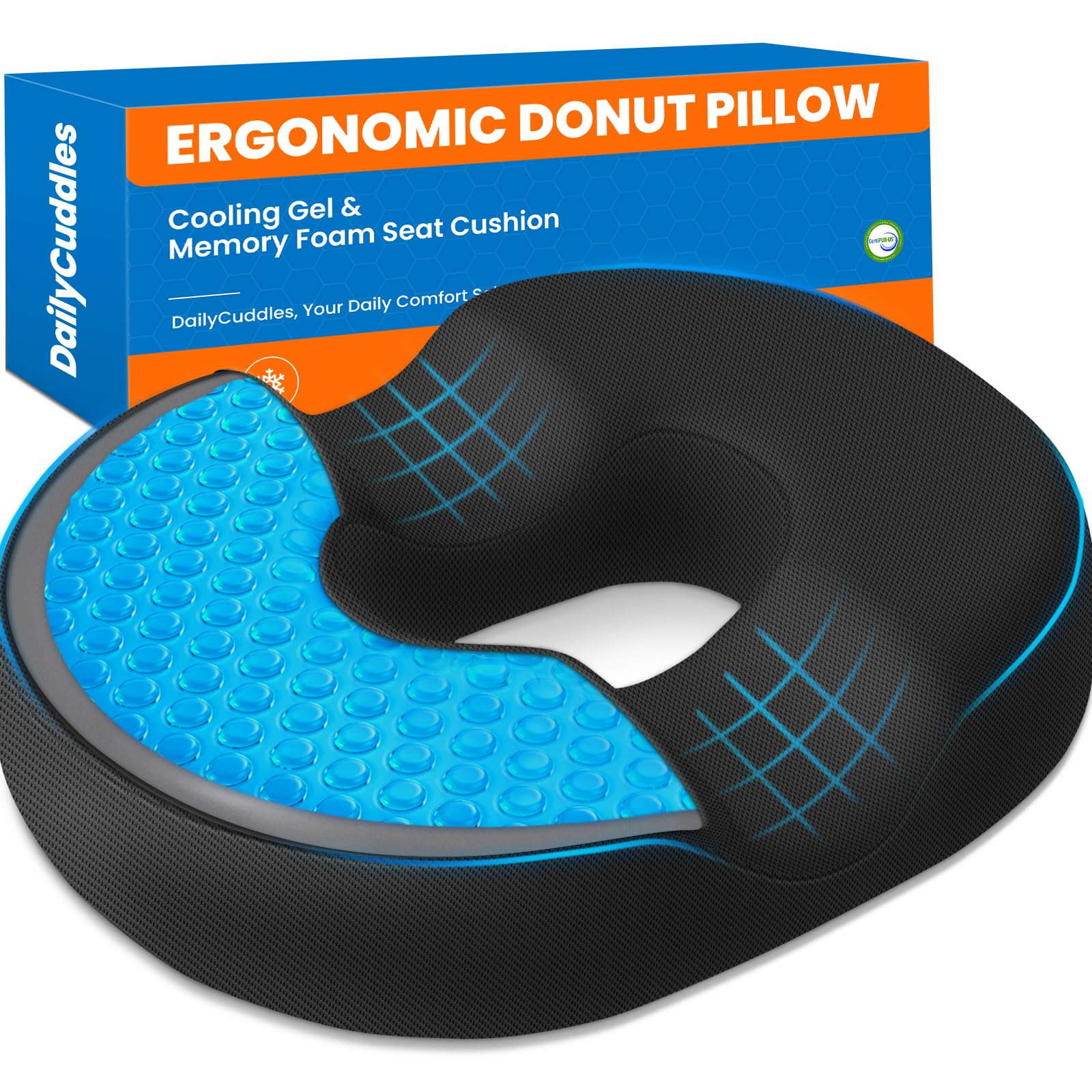 DailyCuddles Cooling Gel Donut Pillow