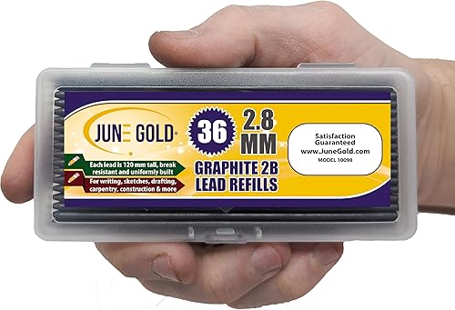 Vista 25 de June Gold 640 unidades, 1/64 pulgadas (0.5 mm) 2B repuestos de mina, 160 piezas por tubo, grosor fino, resistente a la rotura, grafito