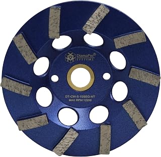DT-CW-5-10SEG-NT Non Threaded 5 Inch 10 Segment Turbo Concrete Grinding Cup Wheel for Grinding, Leveling, & Removing Glue/Coating