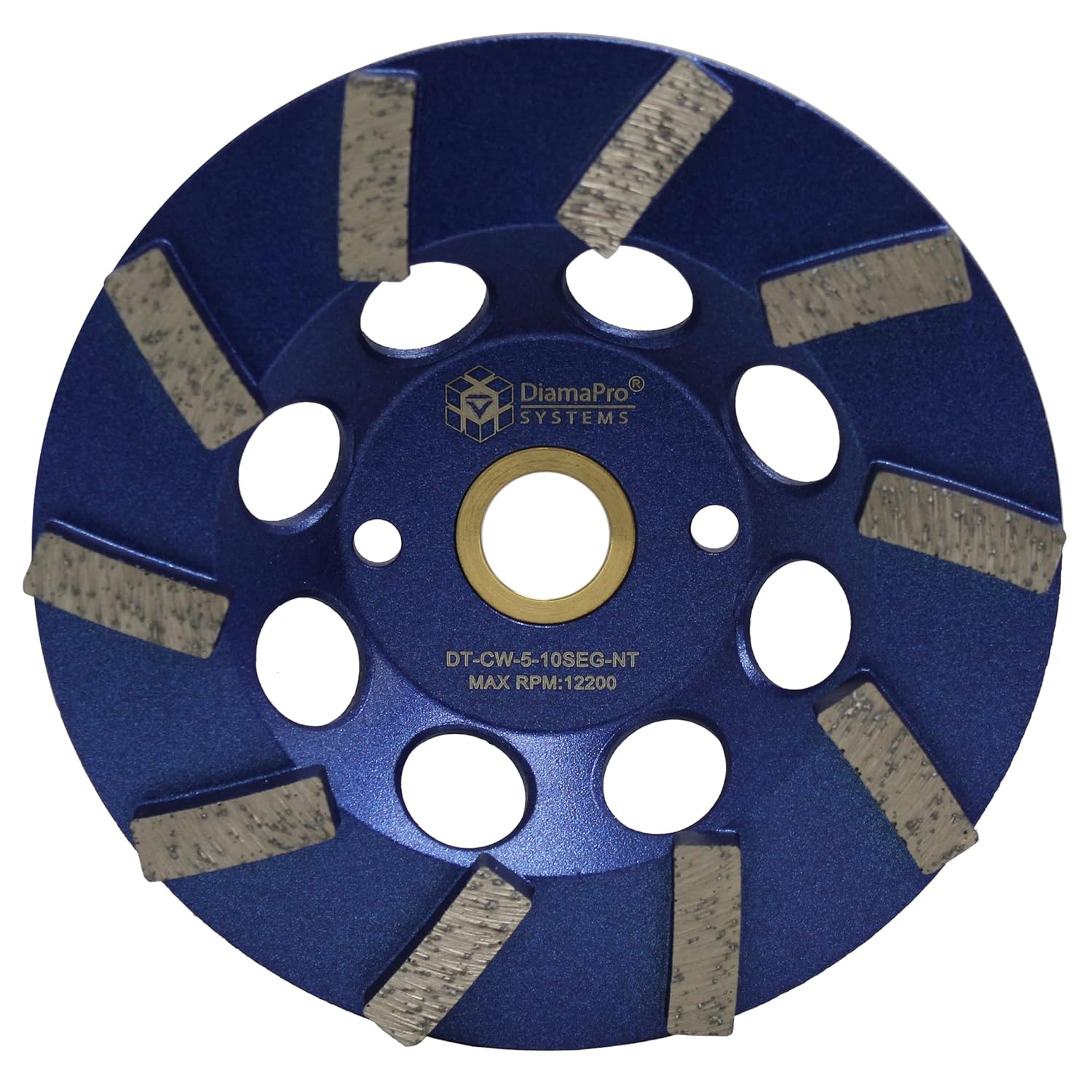 DT-CW-5-10SEG-NT Non Threaded 5 Inch 10 Segment Turbo Concrete Grinding Cup Wheel for Grinding, Leveling, & Removing Glue/Coating