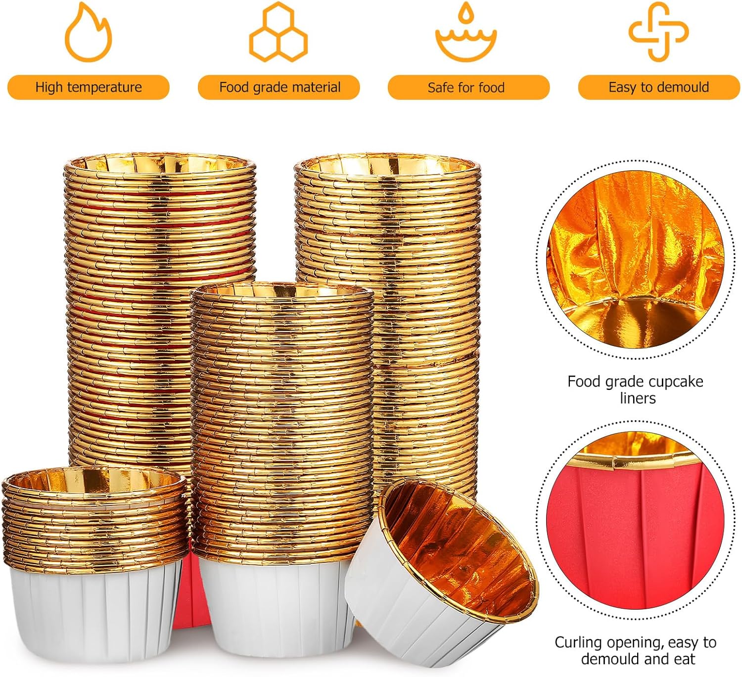 PATKAW 300pcs Foil Cupcake Baking Liners Multi-color Muffin Wrappers Greaseproof Paper Baking Cups for Parties