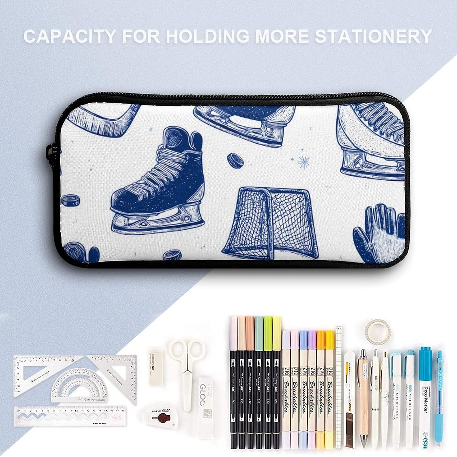 Ice Hockey Equipment Funny Backpack Set Lunch Bag Makeup Bag 3 in 1 | Cute Fashion Shoulder Bags Daypack Tote for Men Women Travel