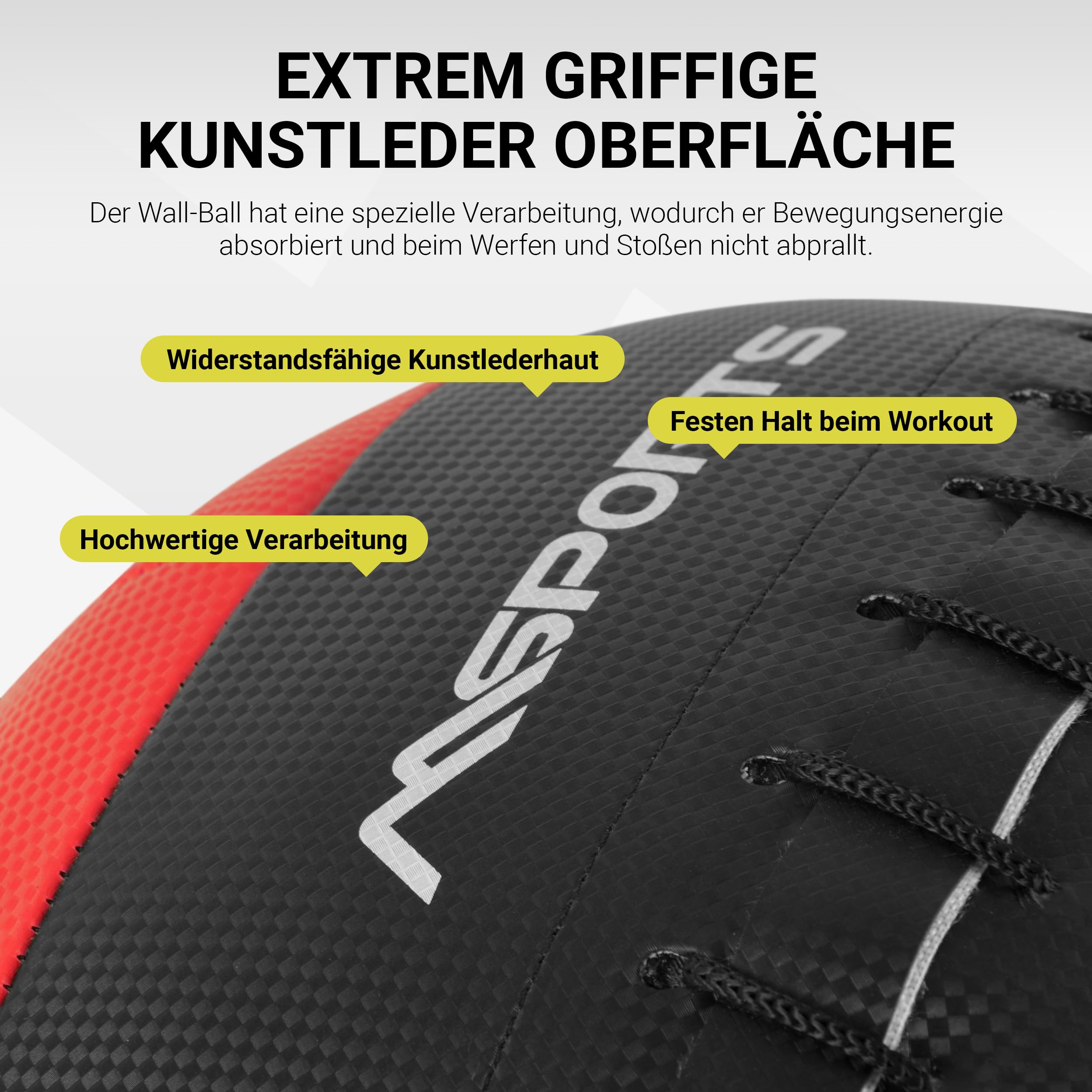 MSPORTS Wall-Ball Premium piłka lekarska 2 – 10 kg (10 kg – czerwona)