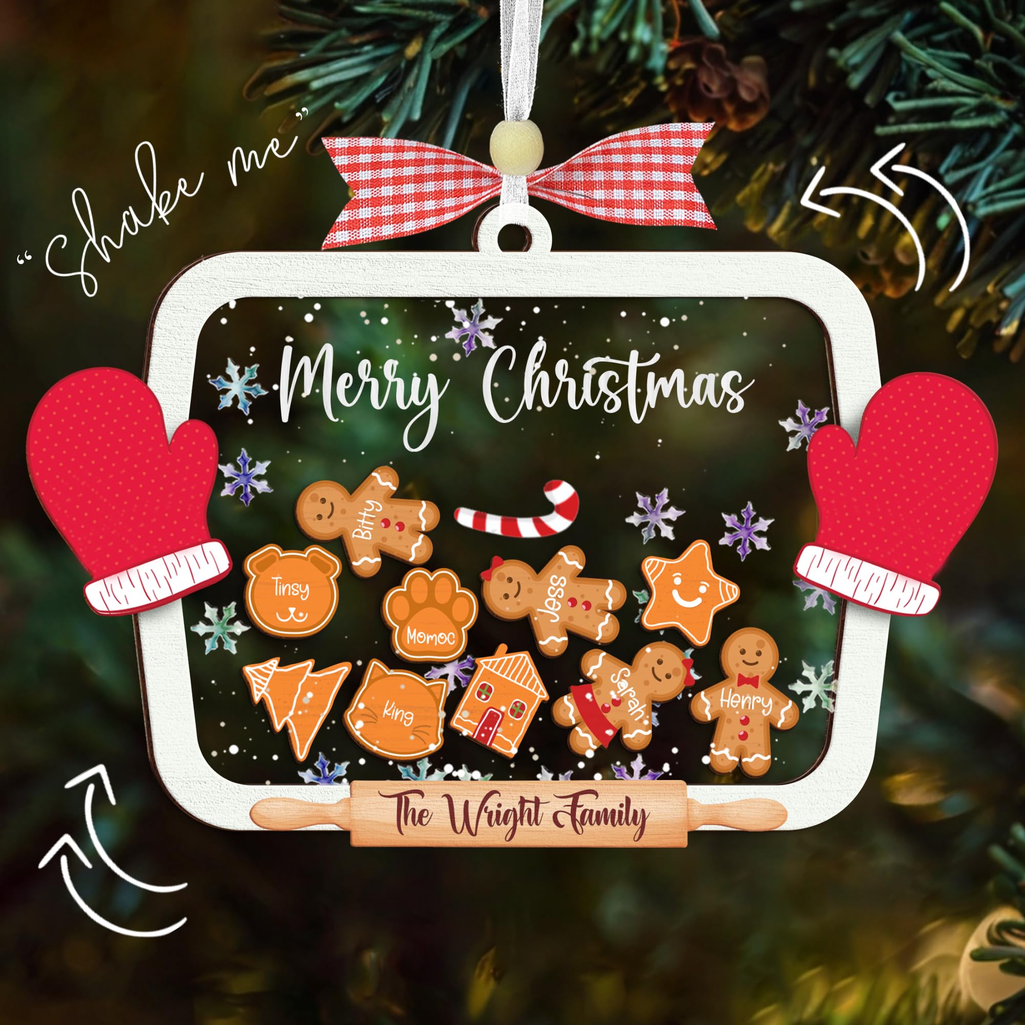 VINARTSVN Personalized Family Shaking Gingerbread Ornament