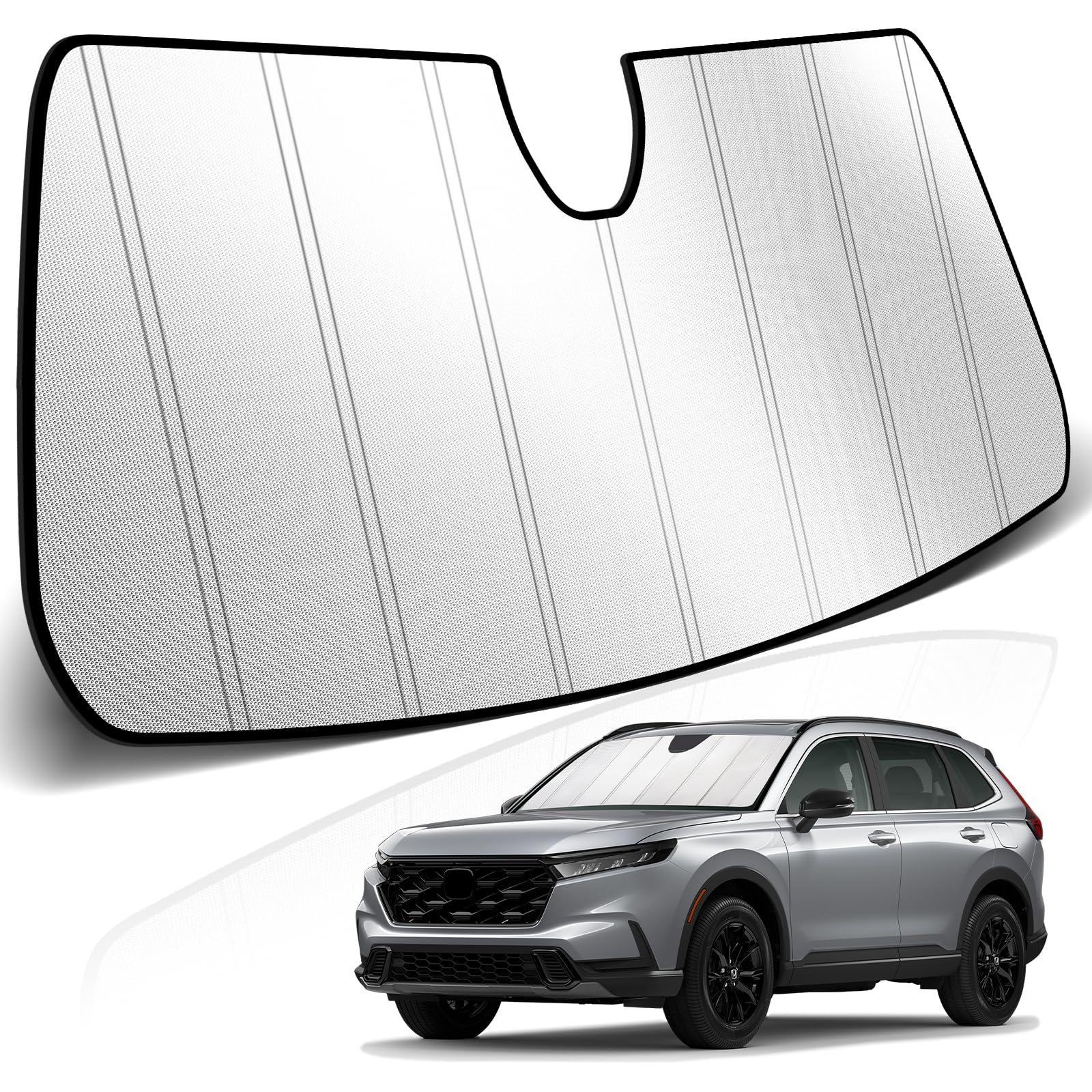 KUST Windshield Sun Shade for Honda CRV 2023-2025 2026 Foldable Thicken Window Sunshade UV Protection Keep Cool Sunshield Easy Install Sun Visor Accessories Aluminum Film