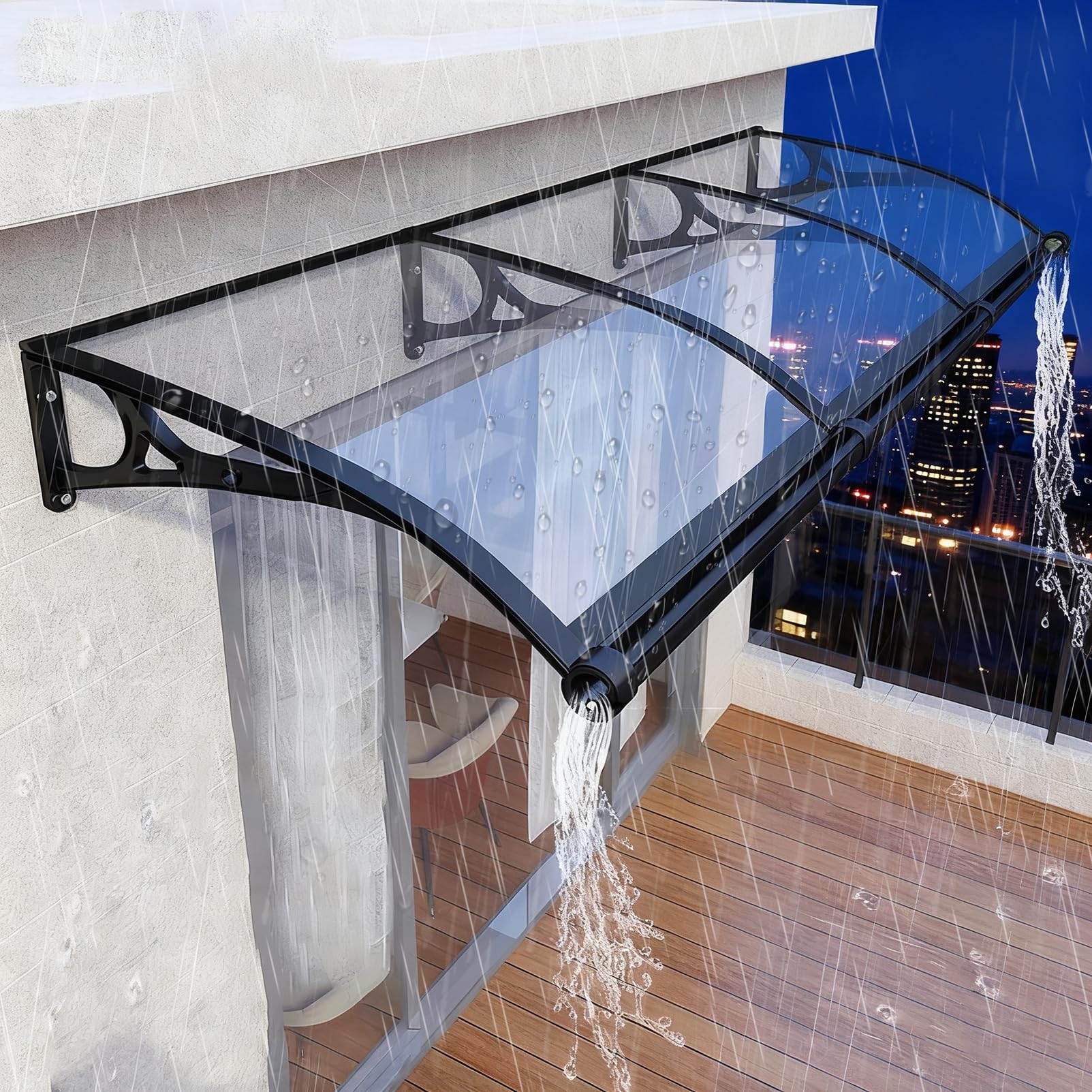 GJMSSMY Outdoor Door Canopy, UV Protection Awning, Aluminum & Polycarbonate Cover with Enhanced Drainage for Entryway, Window, Porch - 60x200cm Weatherproof Shelter
