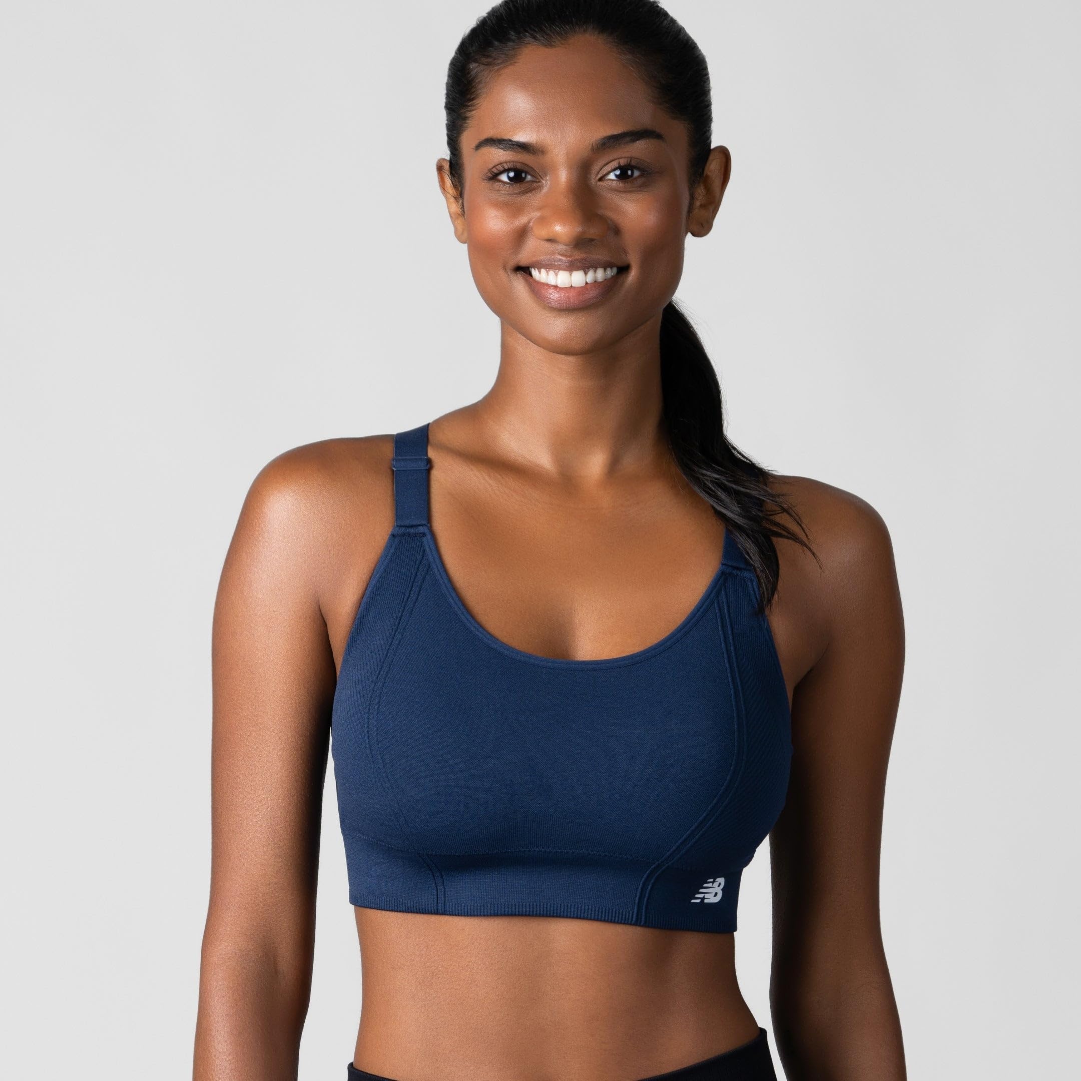 New Balance Confezione da 2 Reggiseni Sportivi da Donna, Senza Cuciture, Senza Ferretto, Imbottiti, Cinghie Regolabili per Allenamento, Sostén Deportivo