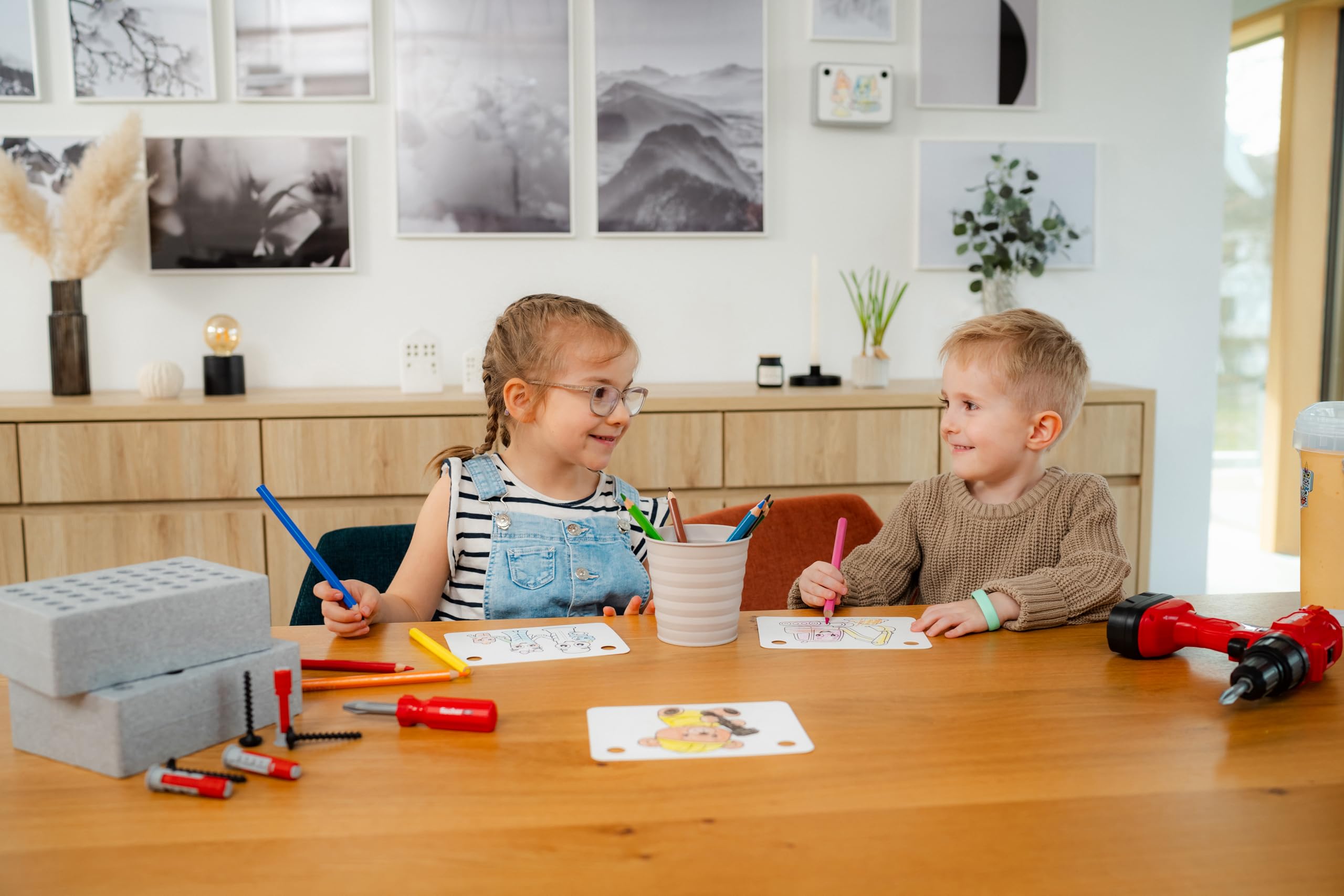 fischertechnik Fischer for Kids Power-Box 579436 kit de Bricolage dès 3 Ans | Jouet d’outils pour enfants 579436, complément idéal pour établi d’atelier, avec chevilles et perceuse-visseuse sans fil