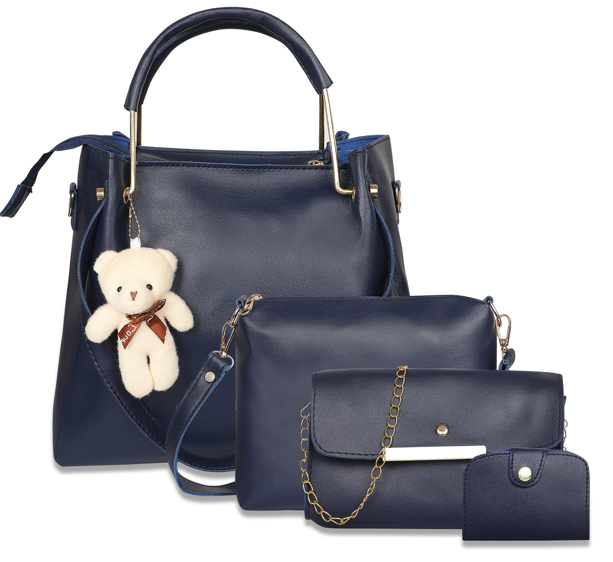 Envias Leatherette Latest Handbags For Womens Ladies Combo Of 4 (Blue_Teddy_EVS-129) (B097NDPKM2) Amazon Price History, Amazon Price Tracker