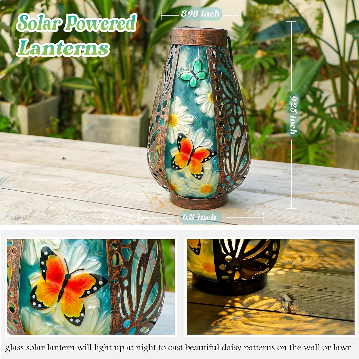 MUMTOP Butterfly Solar Lights Outdoor Decorative, Hanging Solar Outdoor Lanterns Waterproof Butterflies Yard Decorations for Table Patio Garden Backyard Courtyard Porch Outside