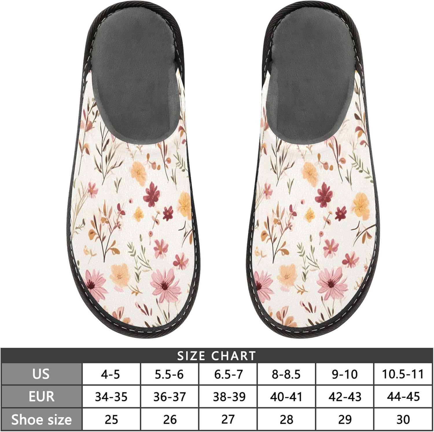 Boho Floral Garden Flower House Slippers – Cozy Fuzzy Slippers for Guests, Washable & Disposable, Perfect for Shoeless Home, Spa & Hotel Use A111010