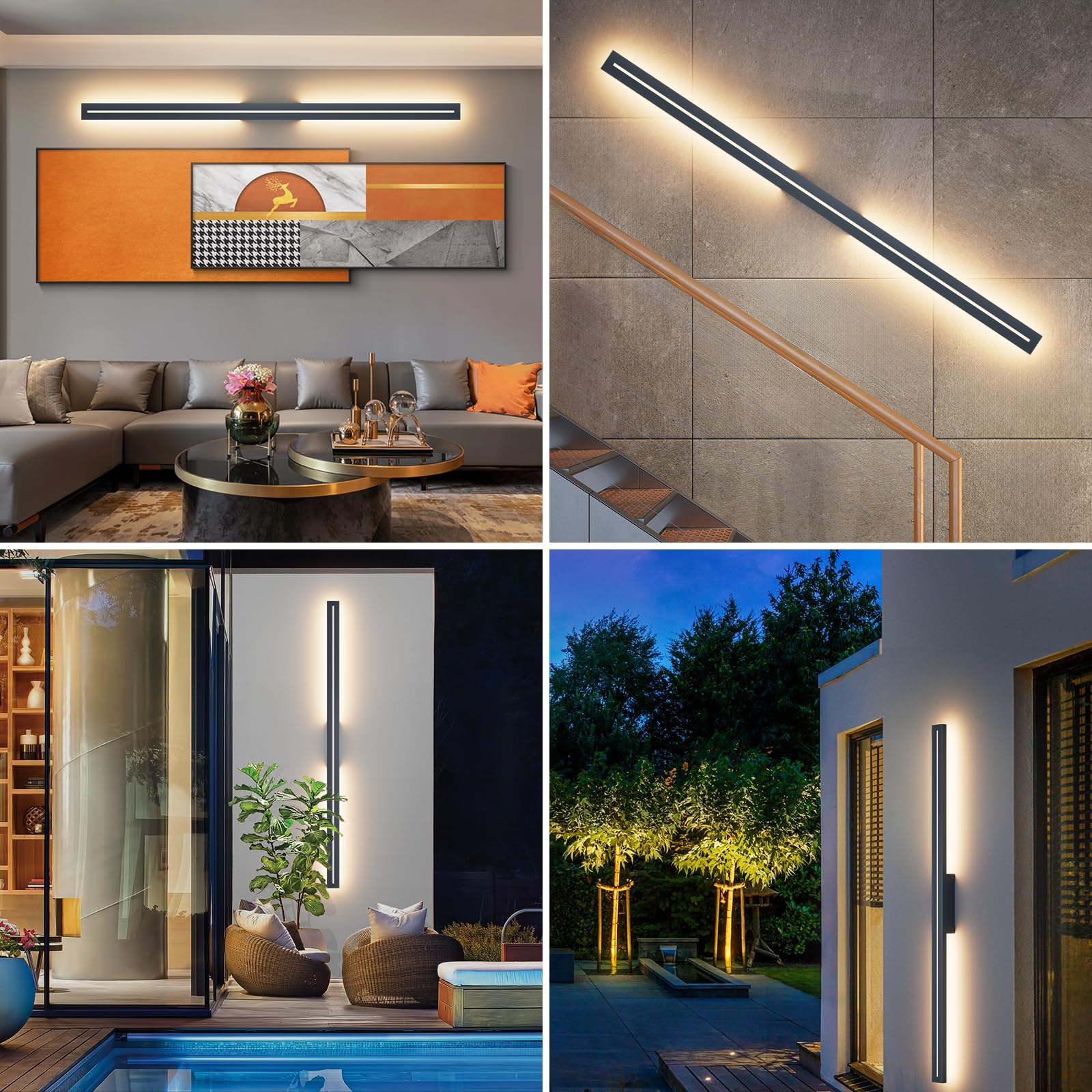 K-Bright Lampada da Parete Esterno/Interno LED 3000K Bianco Caldo IP54 Applique da Parete Esterno 120CM Moderno per Balcone Giardino Veranda Via Garage, Antracite
