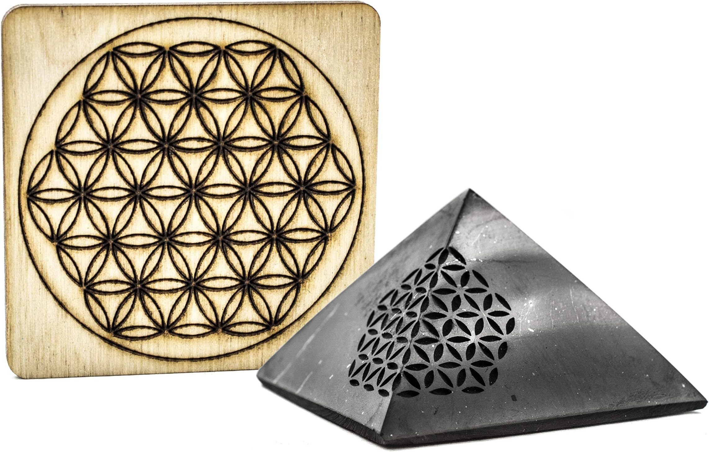 Shungite Stone of Life Handmade Raw Pyramid 5 x 5 cm from Russia