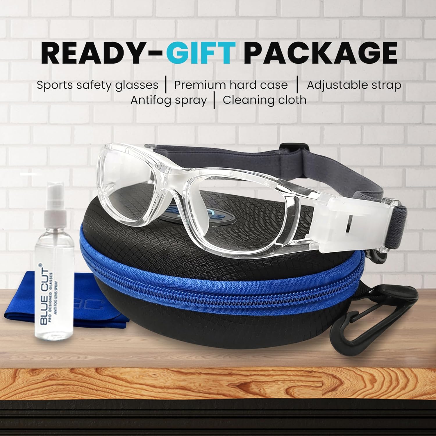 BLUE CUT Safety Basketball Goggles For Kids for Outdoor Sports Soccer Football Anti Fog Replaceable to Prescription Lenses