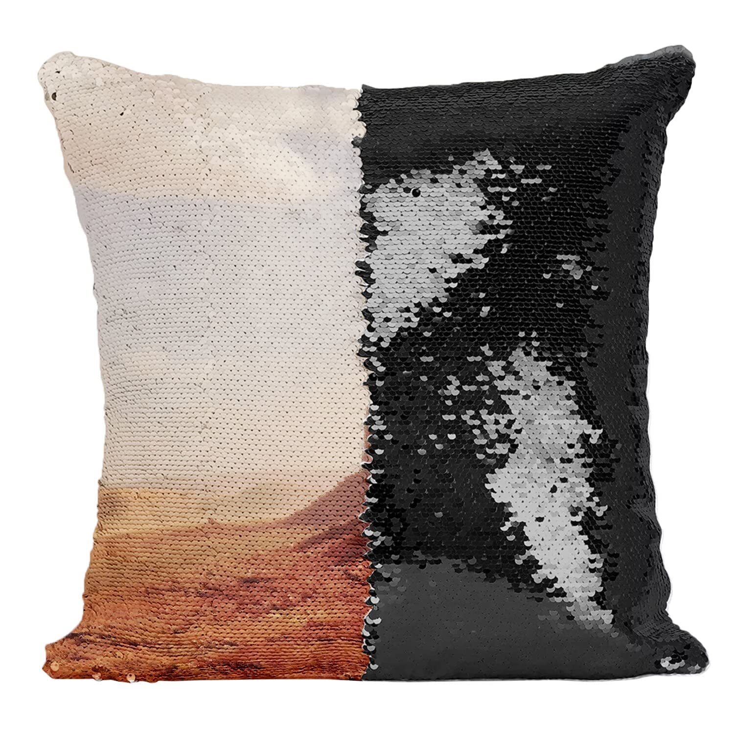 Coussin Paillettes Noir Monument Valley Arizona Housse Décorative