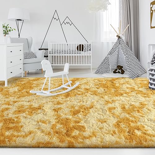 Vista 178 de FlyDOIT Alfombras de área grande para sala de estar, alfombra peluda marfil de 4x6 pies, alfombras mullidas de felpa ultra suave, alfombras peludas