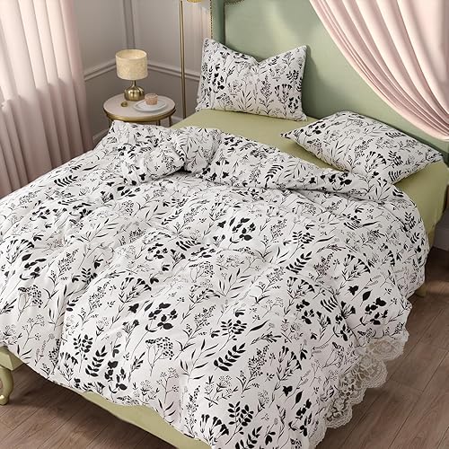 Miniatura 3 de FADFAY Juego de funda de edredón tamaño individual XL, 100 % algodón, color blanco y azul marino, reversible, para dormitorio universitario, juego