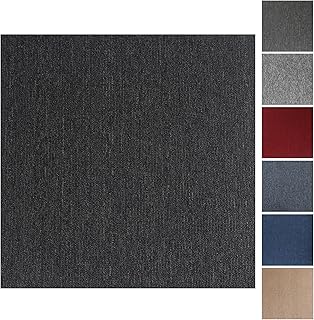 Carpet Tiles, 20pcs Carpet Tiles 50x50 for for Commercial Retail, Office, Home, Kitchen, Bedroom, Living Room, Bathroom (Black)
