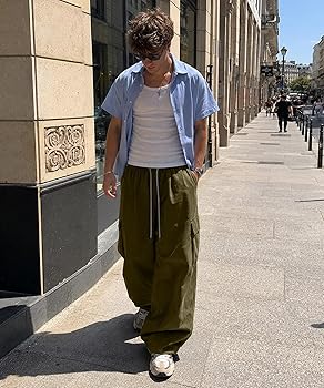 Bakyarder Men's Baggy Hip Hop Wide Leg Skater Cargo Pants Casual