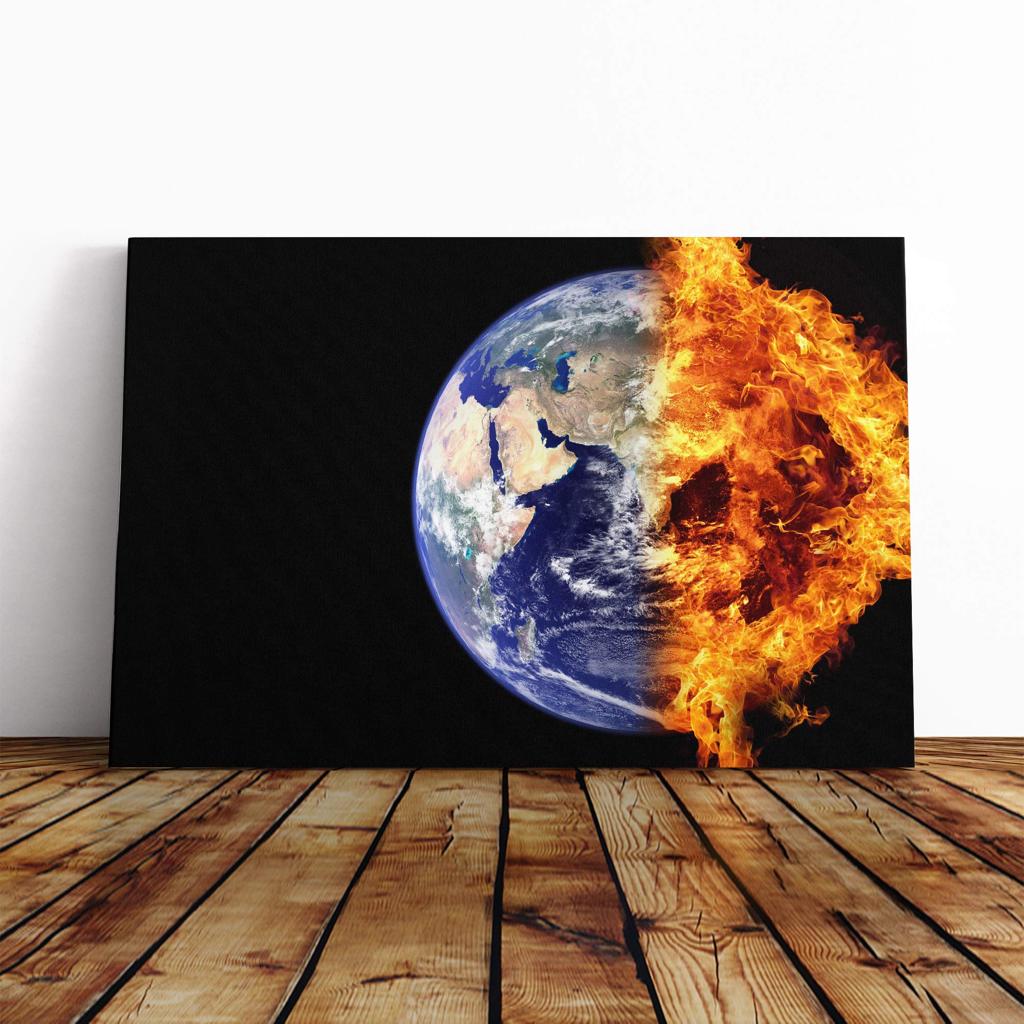 End of The Earth from Space Canvas Print | Gallery Wrapped 30mm Frame Wall Art | 24x16 inches | Ready to Hang | Modern Space Picture | Living Room Bedroom Lounge Office