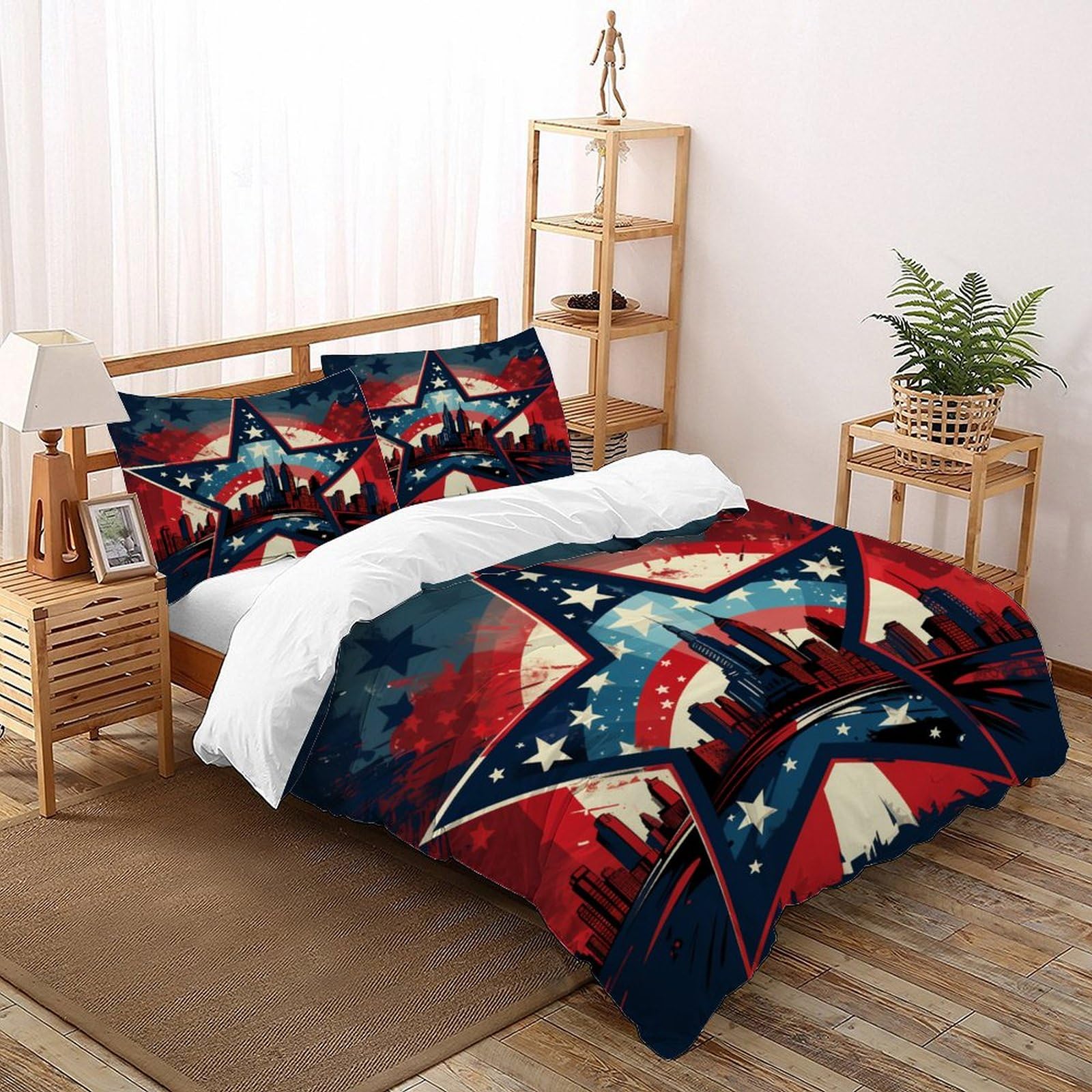 Housse de couette 3 pièces anti-plis taille XL pour literie adulte et enfant