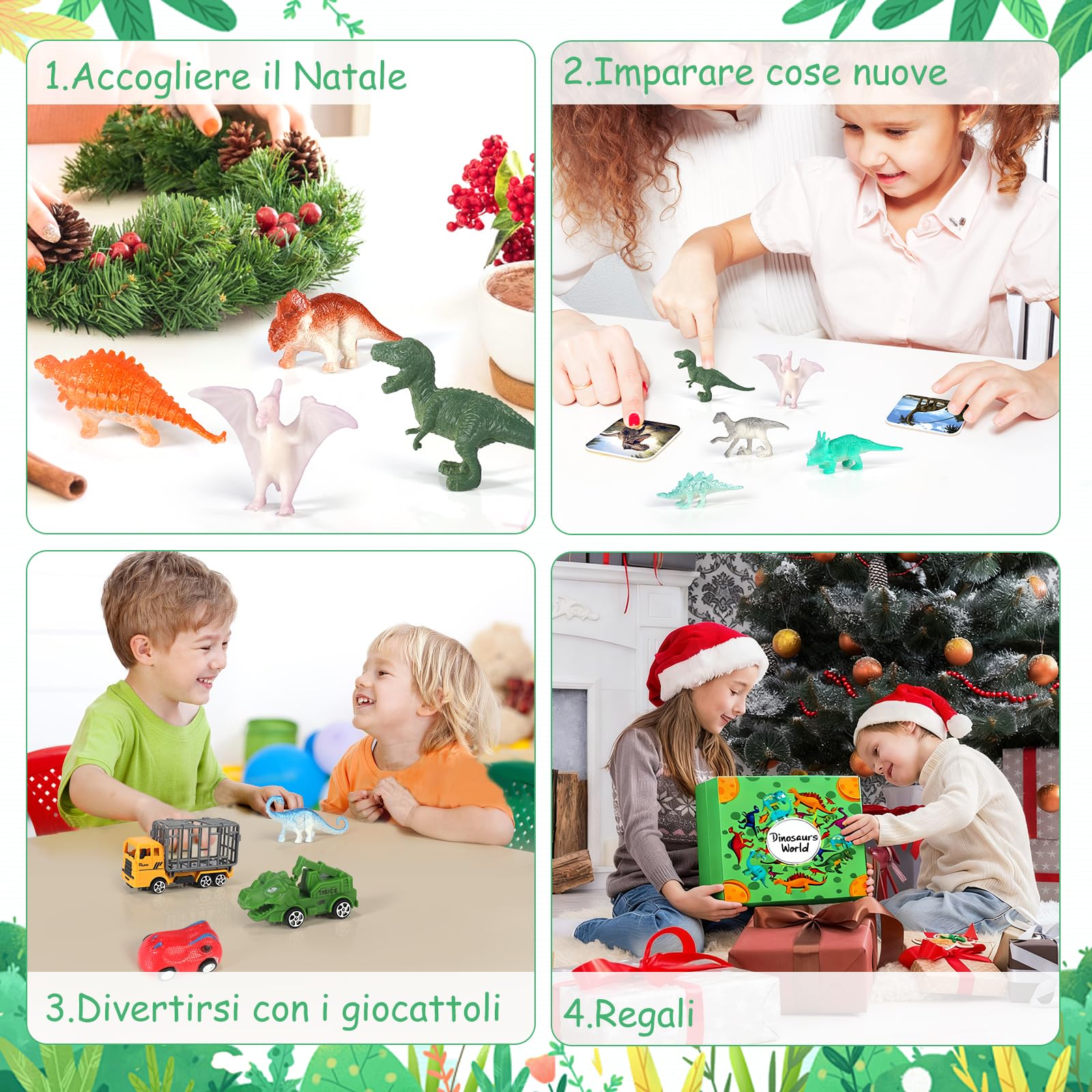 Calendario Avvento 2025, Calendario Avvento Bambini Dinosauri con 16 Dinosauri Unici, Giocattoli a Sorpresa a Forma di Dinosauro per Bambini dai 3 Anni