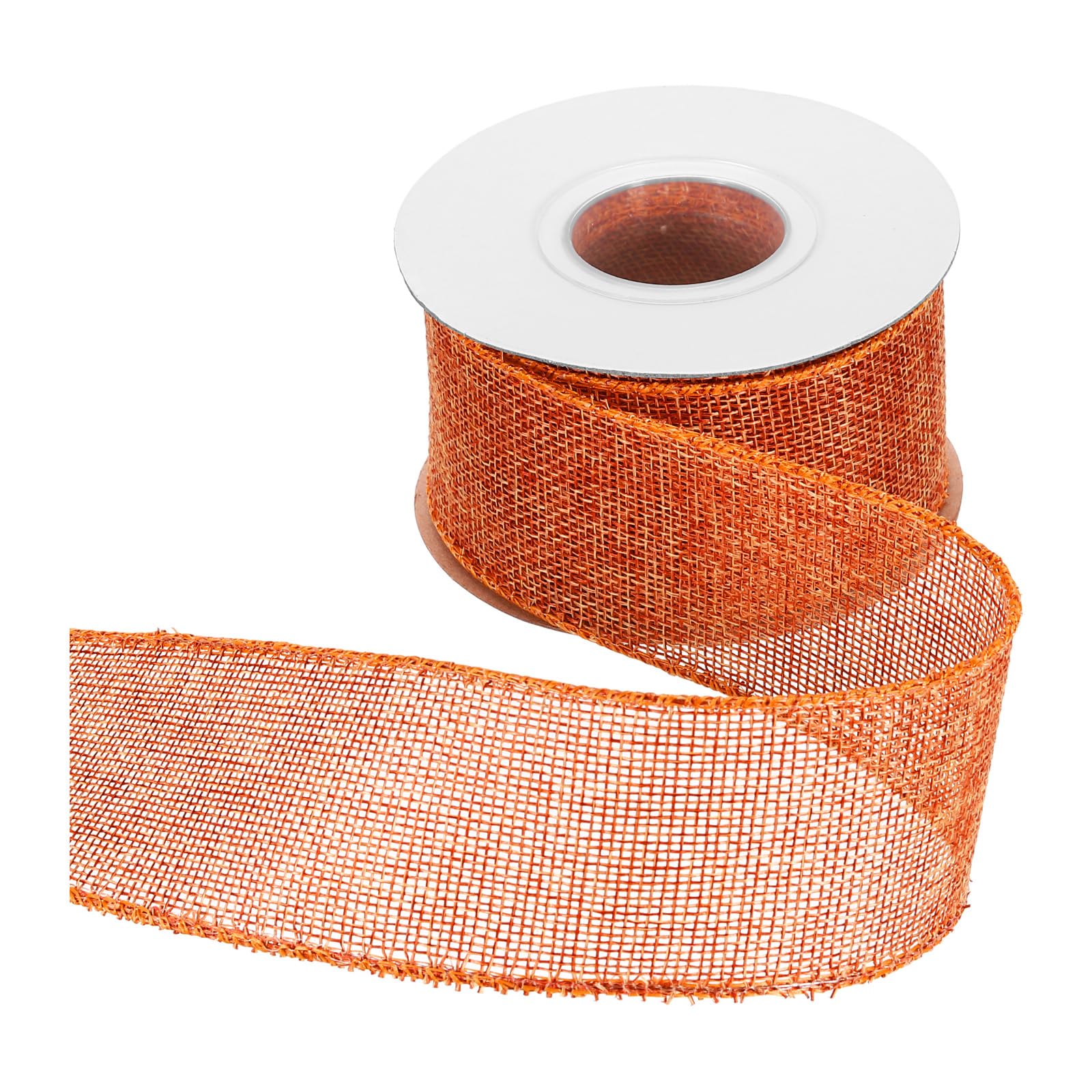 sourcing map Burlap Wired Ribbon 2" x 10 Yards Wired Edge Ribbon Cross Linen Woven Strap for Big Bow Wreath Holiday Parties Home and Outdoor Decoration, Brick Red