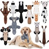 Sratte 10 Pcs Soft Dog Squeaky Toys No Stuffing Crinkle Dog Toy for Aggressive Chewers Durable Plush Teething Puppy Squeak Animals Chew for Small Medium Large Pets, 10 Styles (Classic Style)