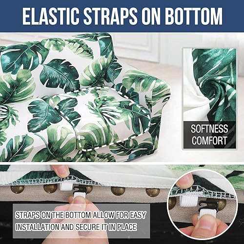 Miniatura 5 de hyha Fundas para sofá, fundas para sillasofá, estampado floral, elásticas, estampadas, 2 piezas, funda para cojín separado para sofá, protector de