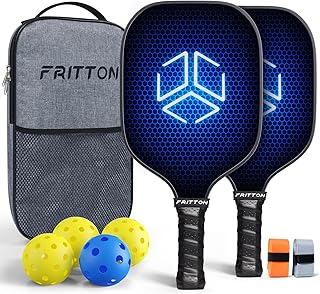 Pickleball Paddles Set of 2, USAPA Approved Carbon Fiber Pickleball Paddle with Enhanced Honeycomb Core and Anti-Slip Cushioned Grip, Fritton Pickleball Set for Beginners to Advanced Players
