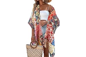 Captivating Women's Boho Kimono Swimsuit Coverups: A Floral Rhapsody