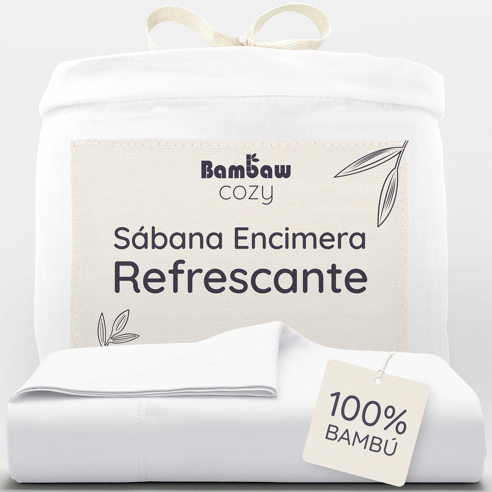 Bambaw Sábana Encimera Bambu Cama 150/​160 cm, 240x290 cm, Sabanas Enfriadoras para Verano, Sabanas Que Dan Frio, Antialérgicas, Antiácaros y Suaves (Blanco)