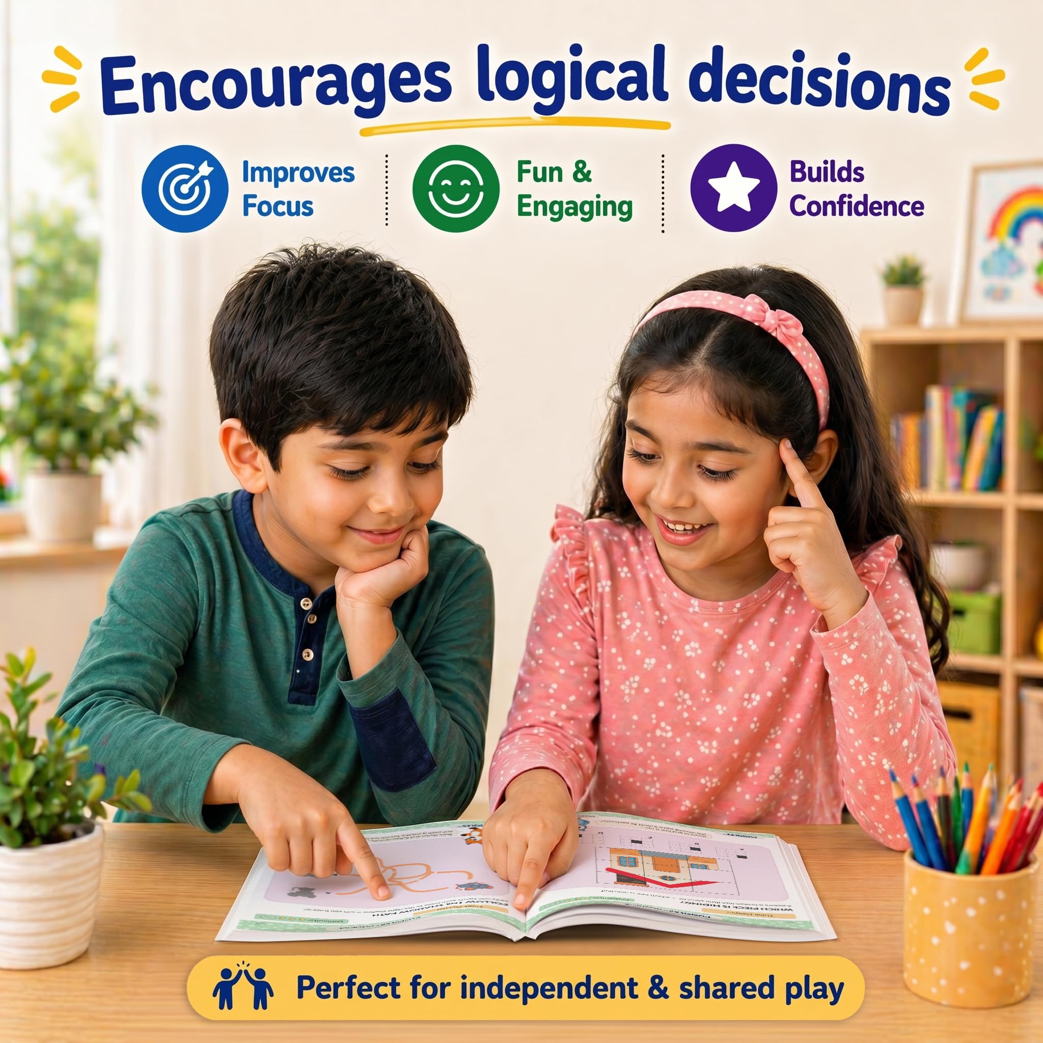 PUQQLES Non-Verbal Logic Activity Book for Kids Ages 5–8 | 48 Visual Thinking & Brain Teaser Puzzles | Critical Thinking, Observation & Problem-Solving Skills | Screen-Free Learning (Level 2) 2