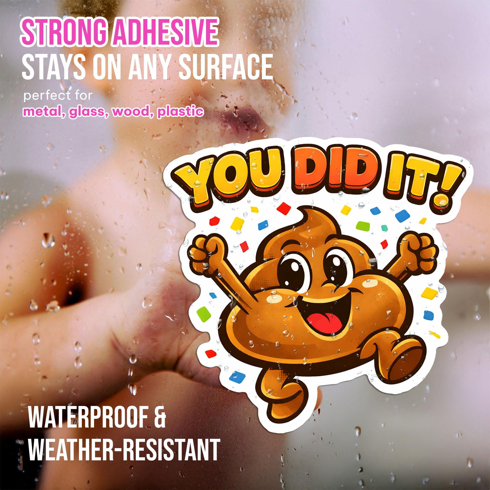 3PCS Potty Training Stickers for Kids, Funny Poop Emoji “You Did It” Reward Stickers, Waterproof Vinyl Potty Stickers for Potty Training, Pee Stickers, Poop Party Decorations, Emoji Stickers for Kids - 3