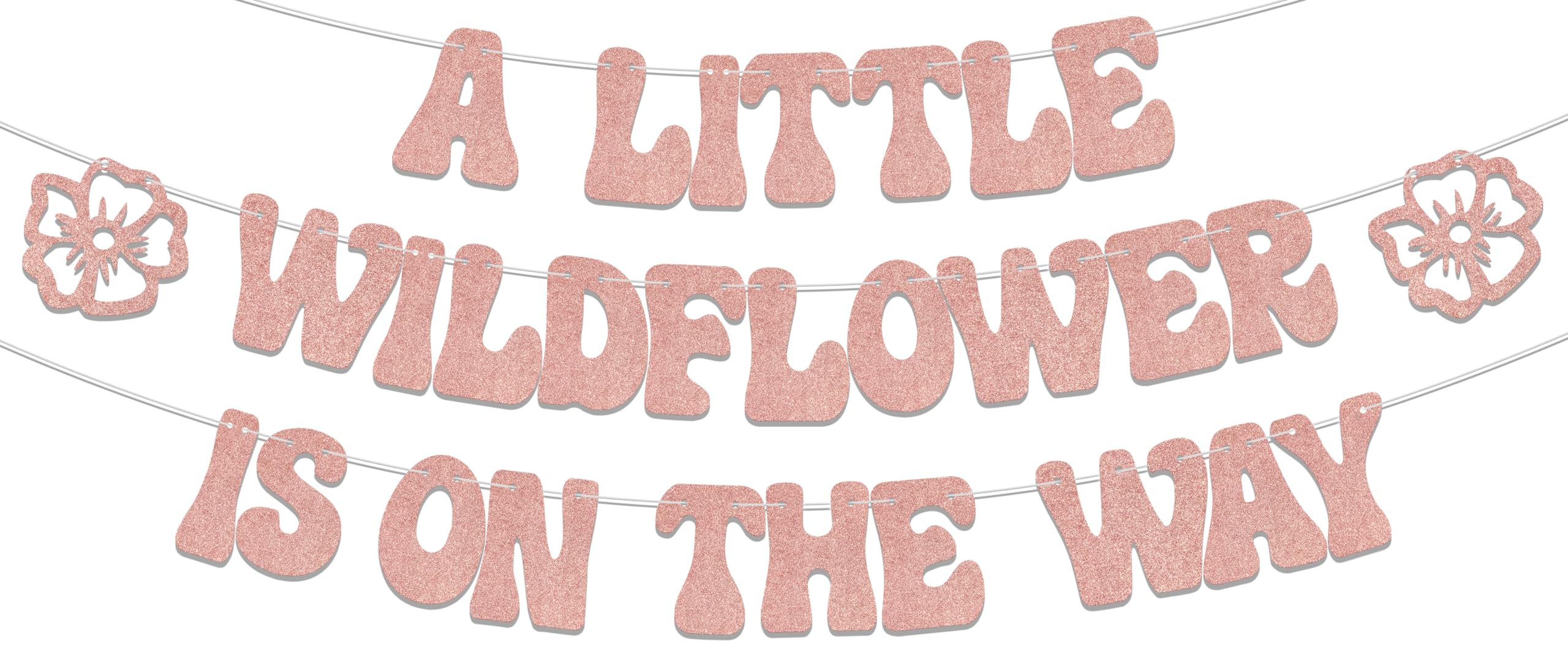 A Little Wildflower is On The Way Banner, Floral Themed Baby Shower Decorations, Spring Gender Reveal Birthday Party Decor Supplies Rose Gold