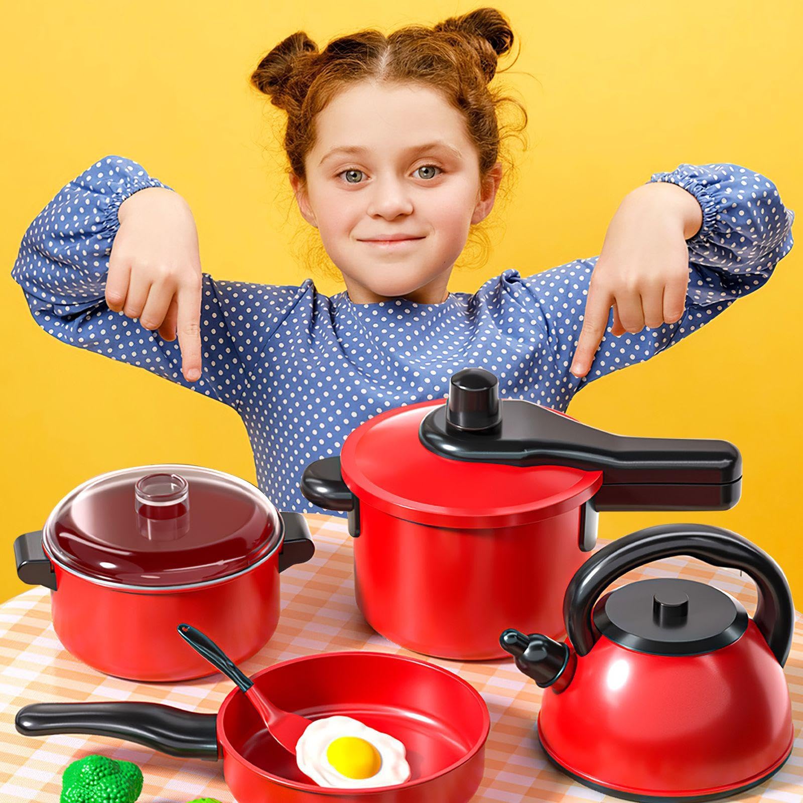 Set De 44 Mini Ustensiles De Cuisine En Plastique – Jeu De Simulation Pour Enfants, Rouge, Créatif Et éducatif
