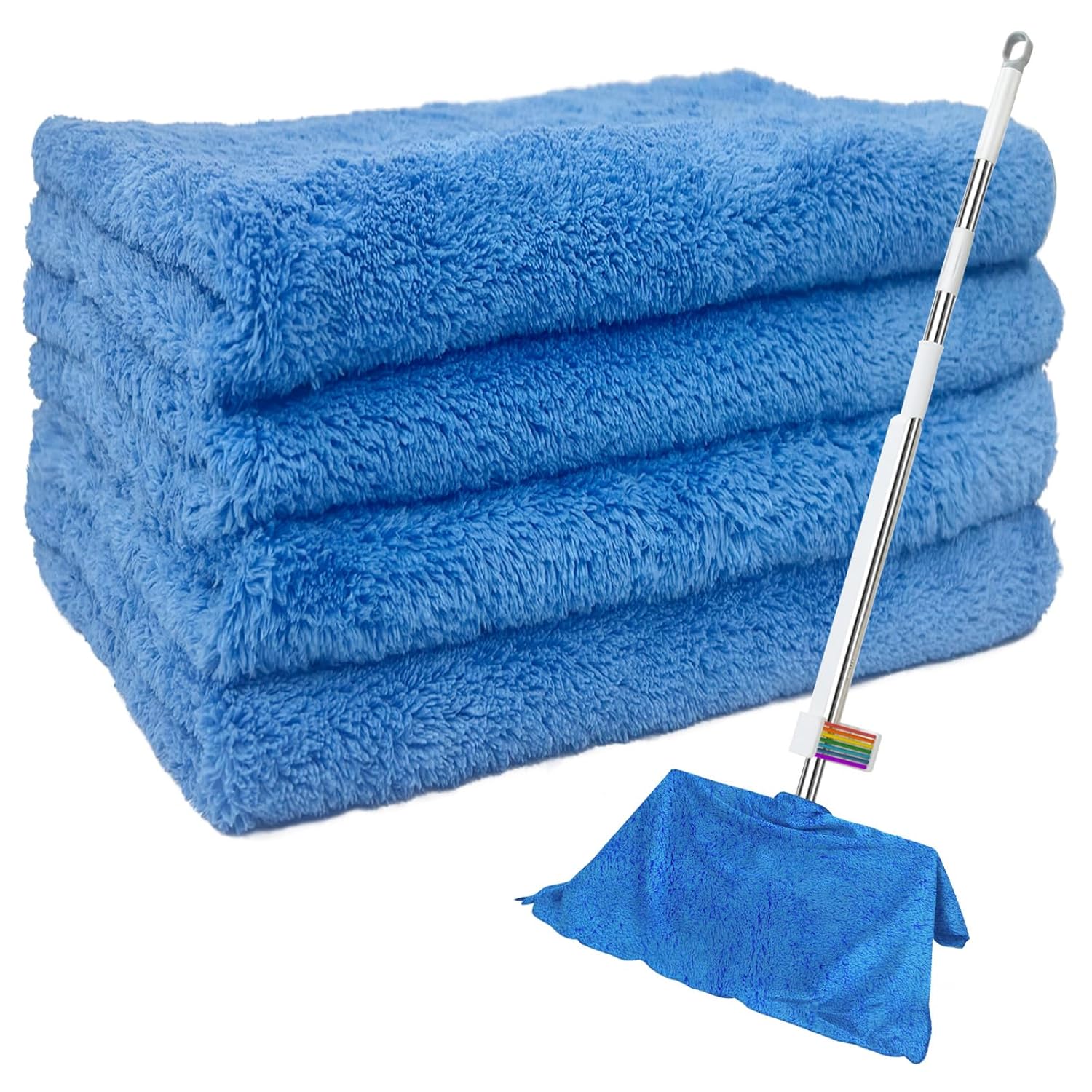 4 Pcs Extra Large Microfiber Cleaning Cloth 30x20 Washable Reusable Floor Cloth for Squeegee Mop House Floor Kitchen