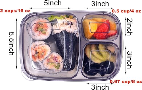 Miniatura 3 de Youngever Paquete de 7 cajas de almuerzo Bento, recipientes de preparación de comidas, cajas reutilizables de plástico divididas de almacenamiento