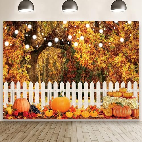 Miniatura 2 de Telón de fondo de otoño de Acción de Gracias para fotografía, decoración de fiesta, bosque de otoño, calabaza, fondo de fotos de Acción de Gracias,