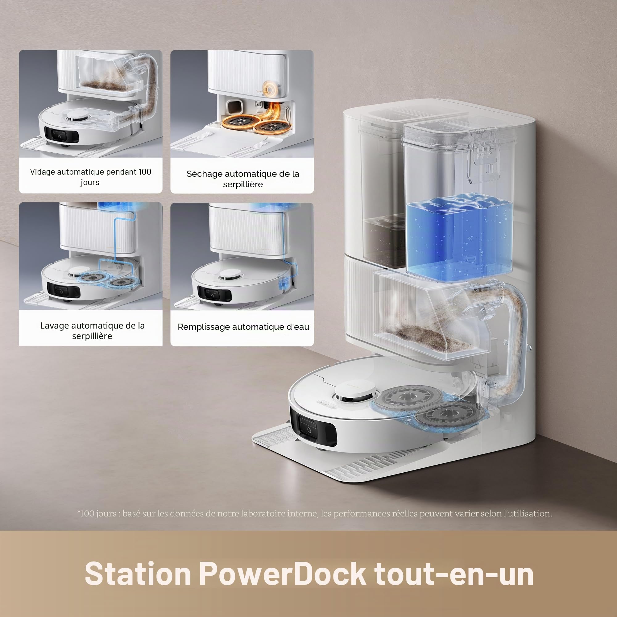DREAME L40s Ultra CE Robot aspirateur et balai avec station de vidange automatique, aspiration 13 000 Pa, balai autonettoyant et auto-élevant, détection de tapis à ultrasons, idéal pour les poils