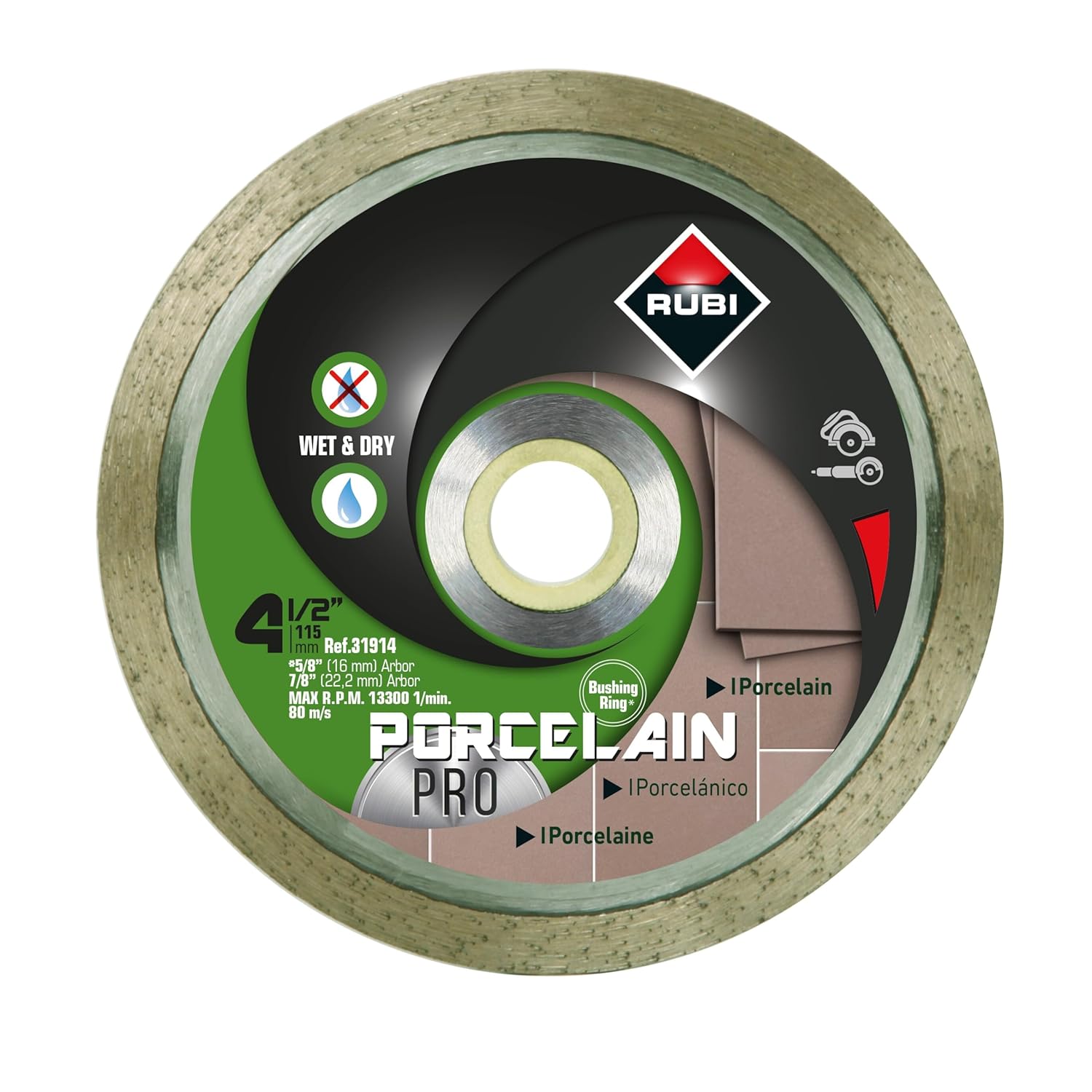 High-Tech Diamond Blade for Fine Porcelain Tiles | 4 1/2" Wet & Dry SuperPro Blade | High-Speed Cutting